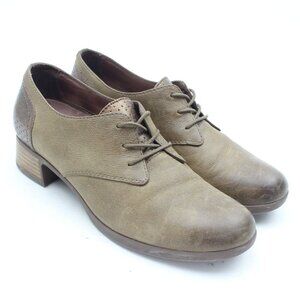 DANSKO Louise Womens Taupe Brown Burnished Nappa Leather Oxford Shoes
